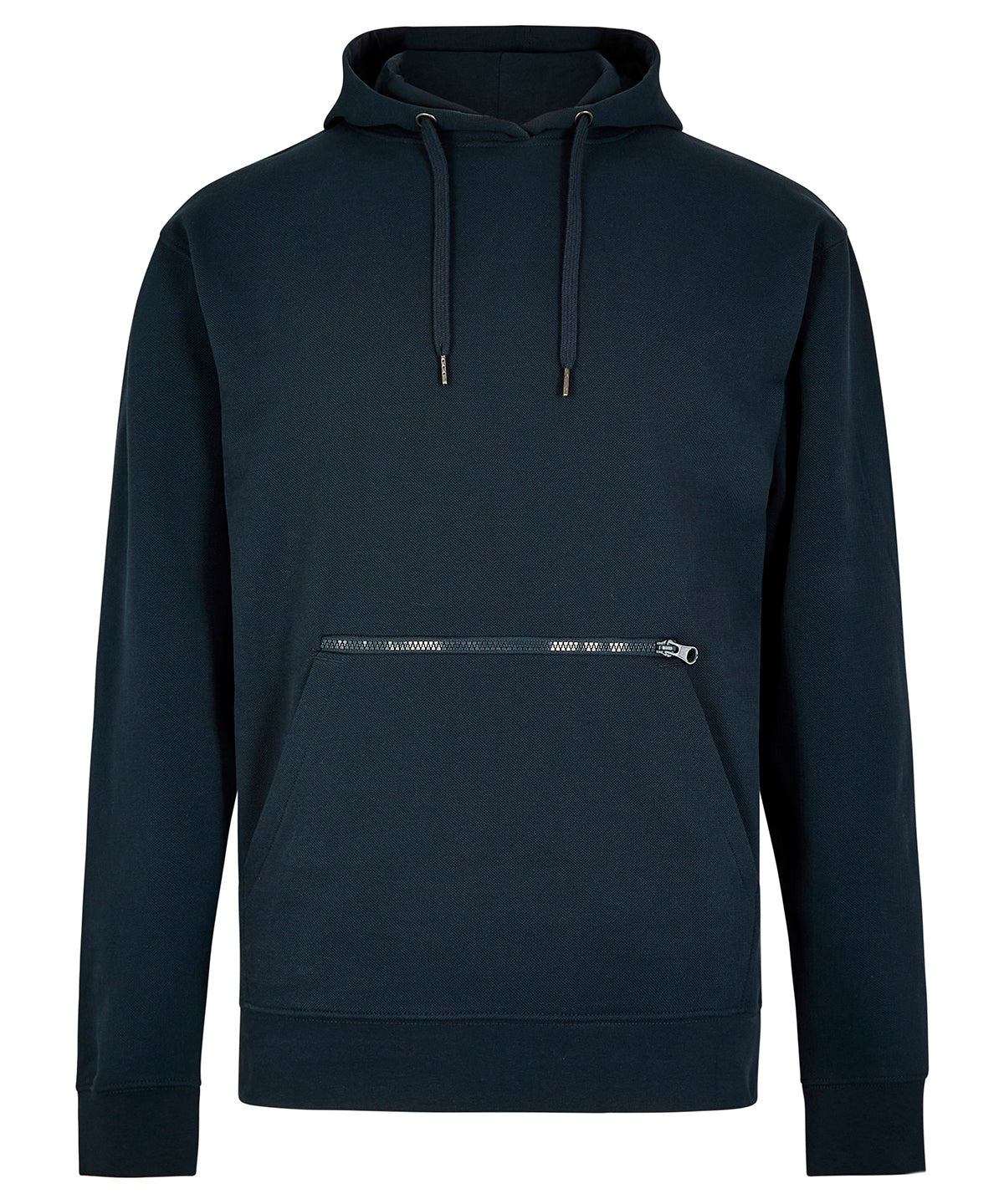 Regular fit piqué hoodie with zipped pocket